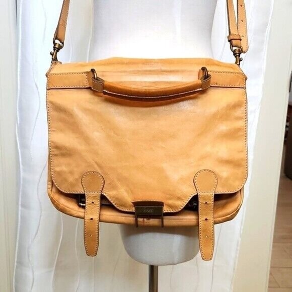 Vintage BREE Light Tan Leather Brief Case Bag - Picture 1 of 13